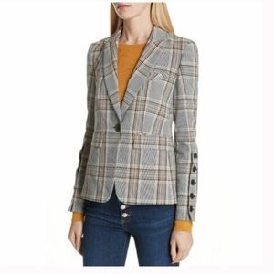 $698 Veronica Beard gray black Steele Dickey Plaid Jacket Blazer size 8